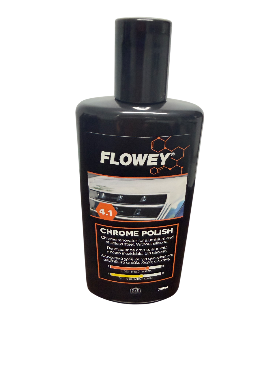 FLOWEY® Chrome Polish 4.1 – Renovador de Cromados, Aluminio e Inox (250 ml)